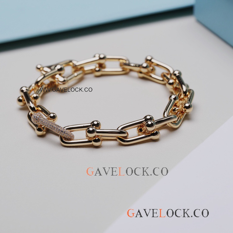 Copy Tiff@ny Hardwear Rose Gold Bracelet with Diamonds